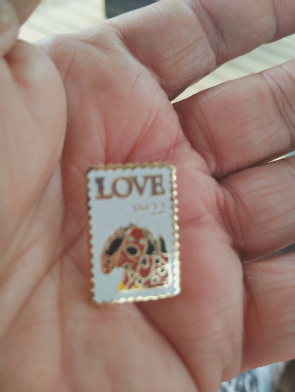 Vintage United States Post Office Puppy Dog Live Stamp Enamel Lapel Pin USPS